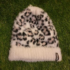 Muk Luks Leopard Furry Hat - Black, pink, & White